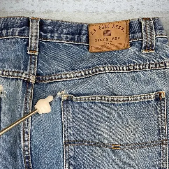 Vintage Skater Wide Leg Carpenter Jeans Polo Medium Wash Baggy Denim Y2K - Picture 8 of 9